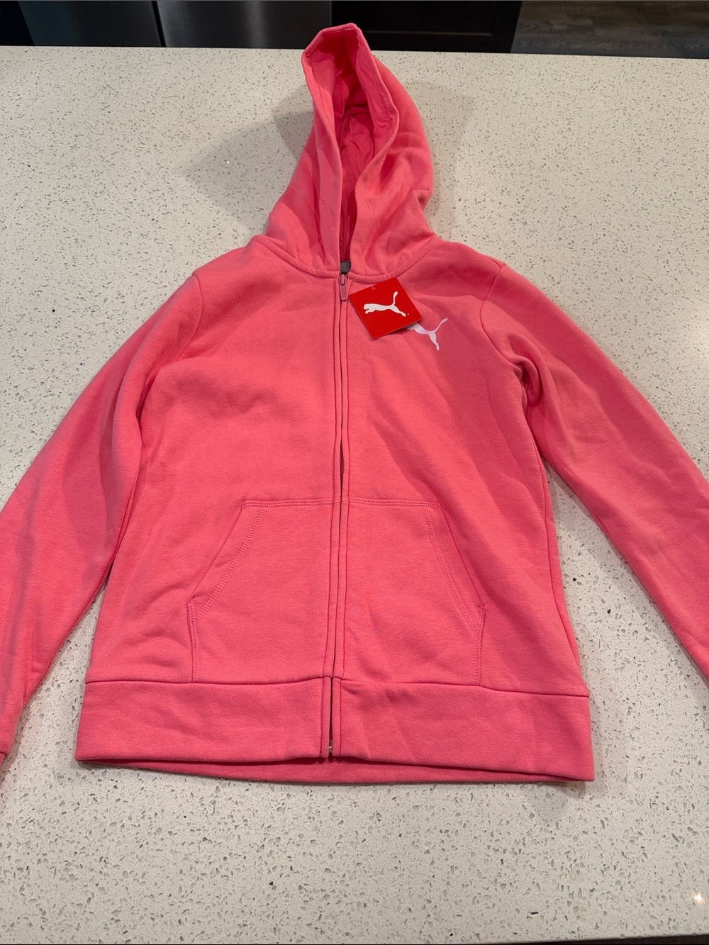 Puma Girls Coral Pink Full-Zip Hoodie